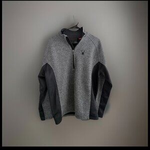 Spyder Gray and Black Men's 1/4 Zip Pullover Fleece Jacket Size XL